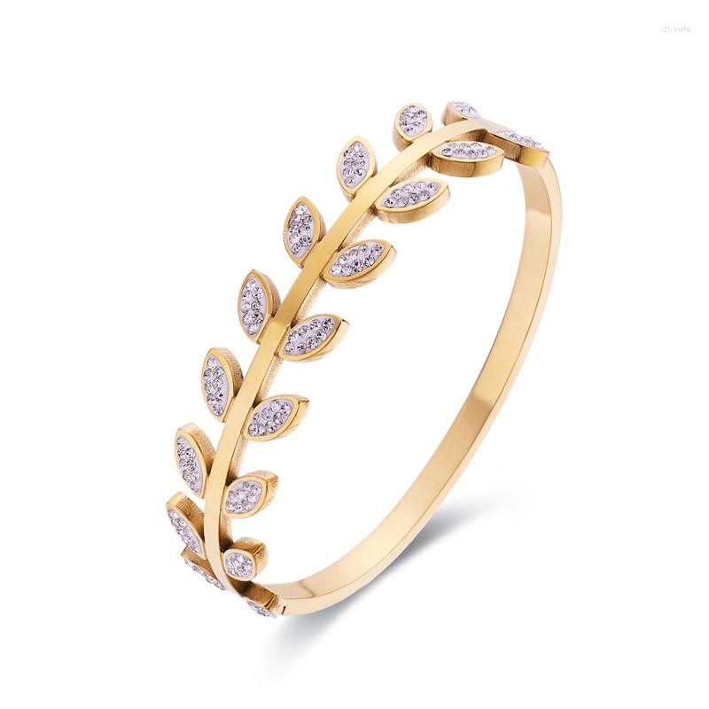 Bangle Chic Stainless Steel Waterproof Bracelet Leaf Shape Zircon Mosaic Wedding Women Jewelry Gift Accessories Wholesale
Bangle Chic Stainless Steel Waterproof Bracelet Leaf Shape Zircon Mosaic Wedding Women Jewelry Gift Accessories Wholesale