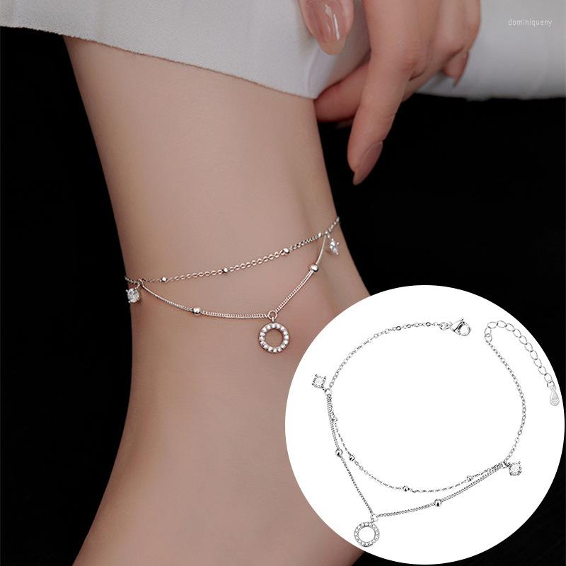 Anklets 925 Sterling Silver Double Layer Design Foot Chain Tassel Zircon Women's Fine Fashion Overlay Exquisite Jewelry
Anklets 925 Sterling Silver Double Layer Design Foot Chain Tassel Zircon Women's Fine Fashion Overlay Exquisite Jewelry