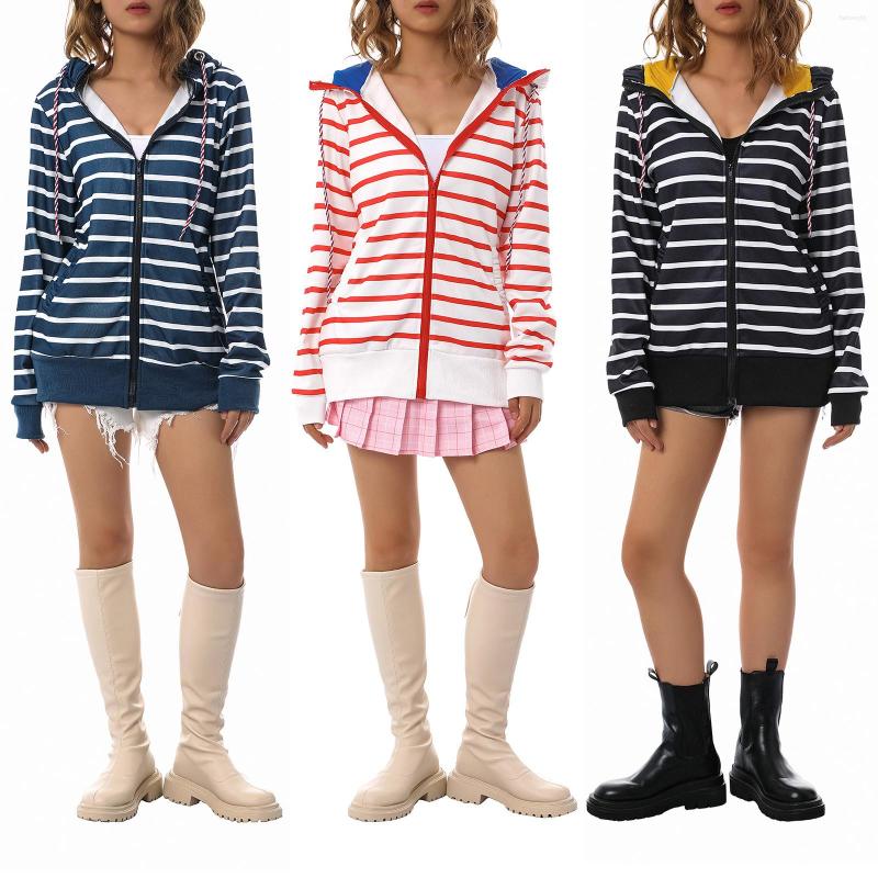 Women' Hoodies Women Casual Hooded Sweatshirt Adults Striped Long Sleeve Cardigan With Pockets Drawstring, Red
Women' Hoodies Women Casual Hooded Sweatshirt Adults Striped Long Sleeve Cardigan With Pockets Drawstring, Red