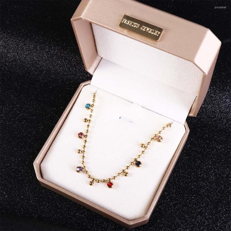 Chains Simple Trendy Stainless Steel Multi-color Zircon Necklace Fashion Women Beaded Chain Party Jewelry Gifts
Chains Simple Trendy Stainless Steel Multi-color Zircon Necklace Fashion Women Beaded Chain Party Jewelry Gifts