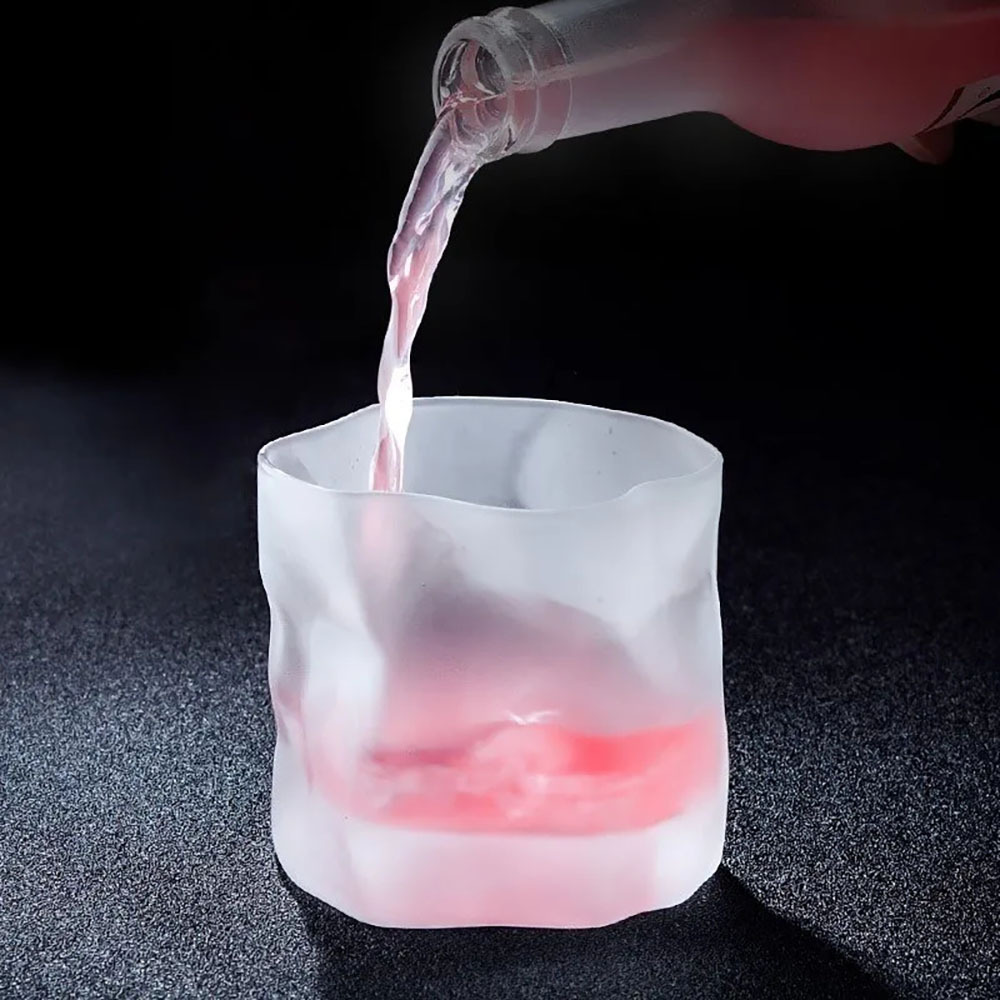 2024 Twisted Flower Whiskey Glass Transparent Beer Glass Glass Water Cup Glass Coffee Cup Origami Cup Ins Style Creative Drinkware