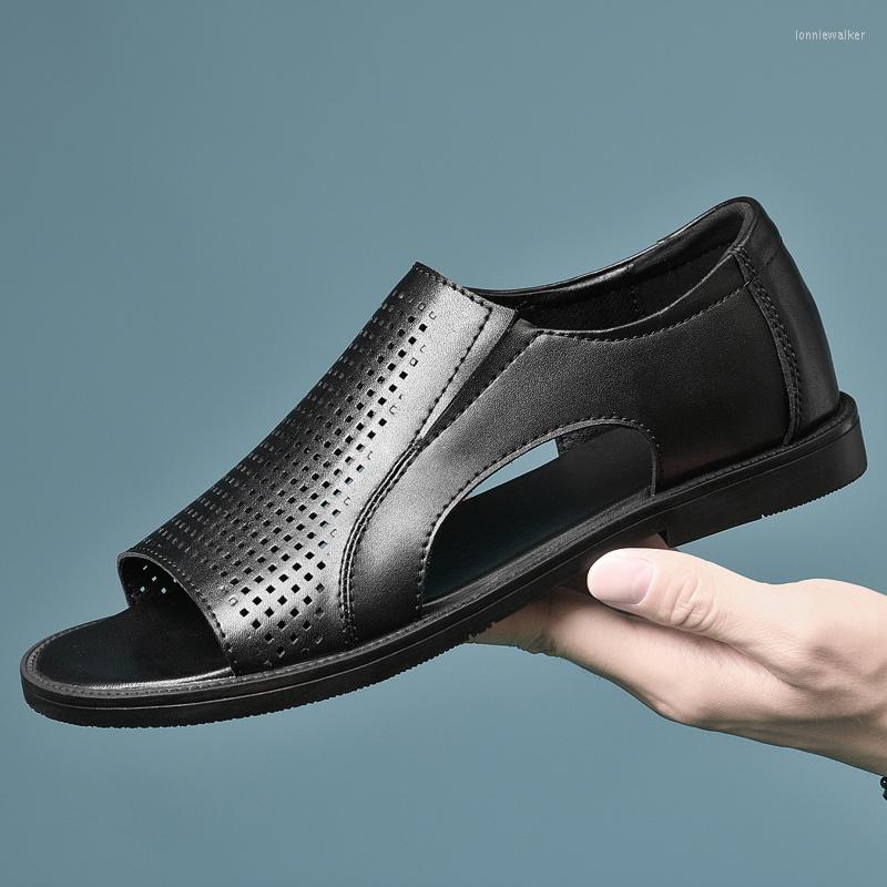 Sandals Summer High Quality Men Hollow Out Genuine Leather Comfortable And Breathable Beach Shoes Business, Black-2
Sandals Summer High Quality Men Hollow Out Genuine Leather Comfortable And Breathable Beach Shoes Business, Black-2