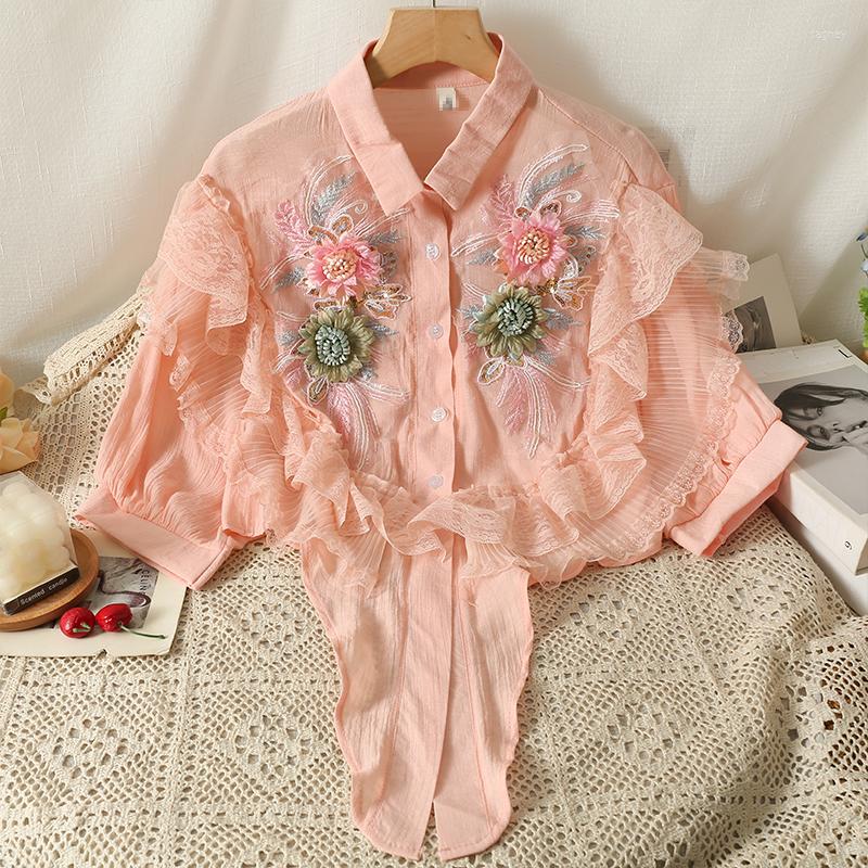 Women's Blouses Korejepo 3D Flower Lace Top High Street Ruffle Edge Shirt Women's 2023 Summer Gentle Style Half Sleeve Short Sun, Pink
Women's Blouses Korejepo 3D Flower Lace Top High Street Ruffle Edge Shirt Women's 2023 Summer Gentle Style Half Sleeve Short Sun, Pink