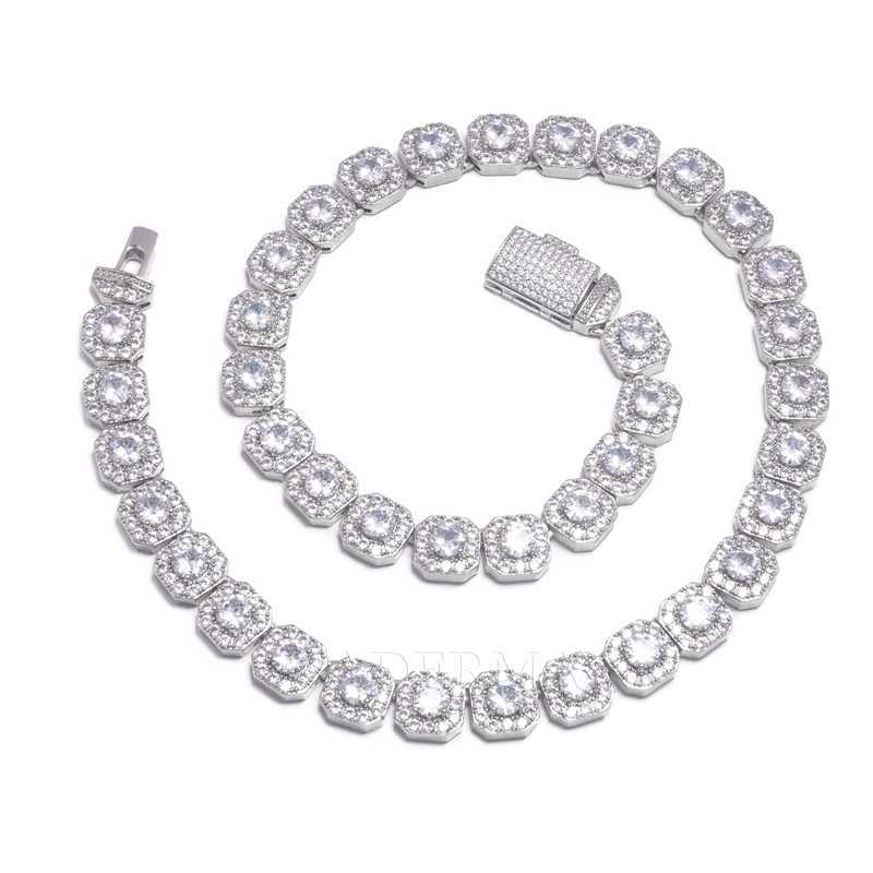 Price Moissanite Chain 12mm Square Tennis Cluster Link Sterling Silver 925 Hiphop Necklace