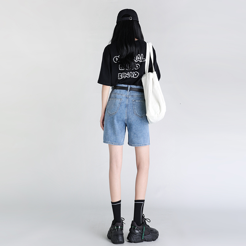 Women's Shorts ZOENOVA Women Blue Baggy Denim Shorts Wide Leg High Waist Elegant Summer Y2K Casual Female Streetwear Stright Jeans Shorts 230413