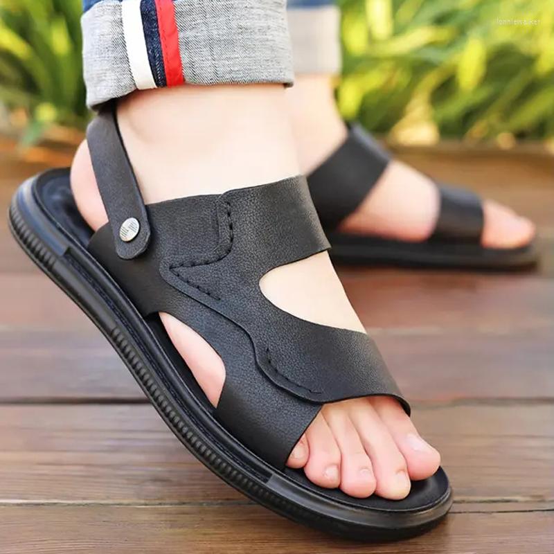 Sandals Men's Genuine Leather Summer Comfortable Breathable Casual Beach Shoes All-match Soft Elastic Non-slip Outdoor, Black
Sandals Men's Genuine Leather Summer Comfortable Breathable Casual Beach Shoes All-match Soft Elastic Non-slip Outdoor, Black