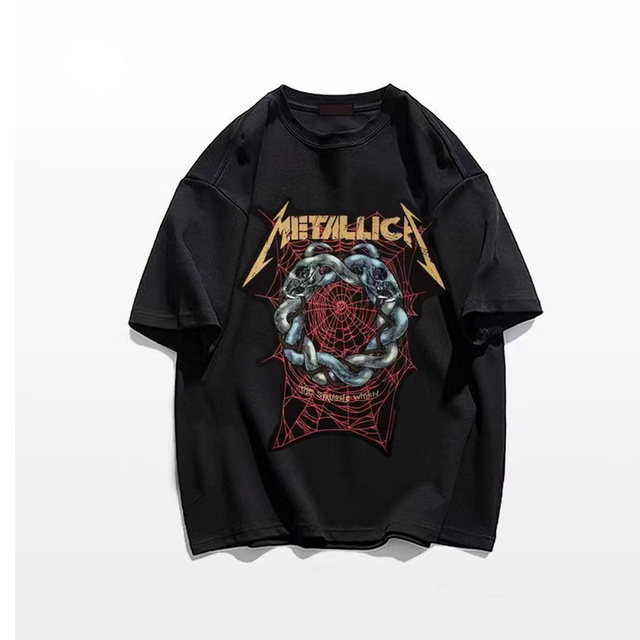 Men's T-Shirts Metal Rock Band Mens T Shirts Graphic Vintage Cotton Oversized Hip Hop Streetwear Heavy Music Tees Punk Y2k Short Sleeves 230412