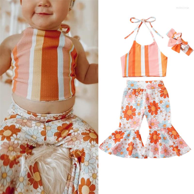Clothing Sets Toddler Baby Girls Clothes Children Suits Stripe Sleeveless Halter Tops Floral Print Flare Pants Bow Headband 3Pcs Set, Picture shown
Clothing Sets Toddler Baby Girls Clothes Children Suits Stripe Sleeveless Halter Tops Floral Print Flare Pants Bow Headband 3Pcs Set, Picture shown