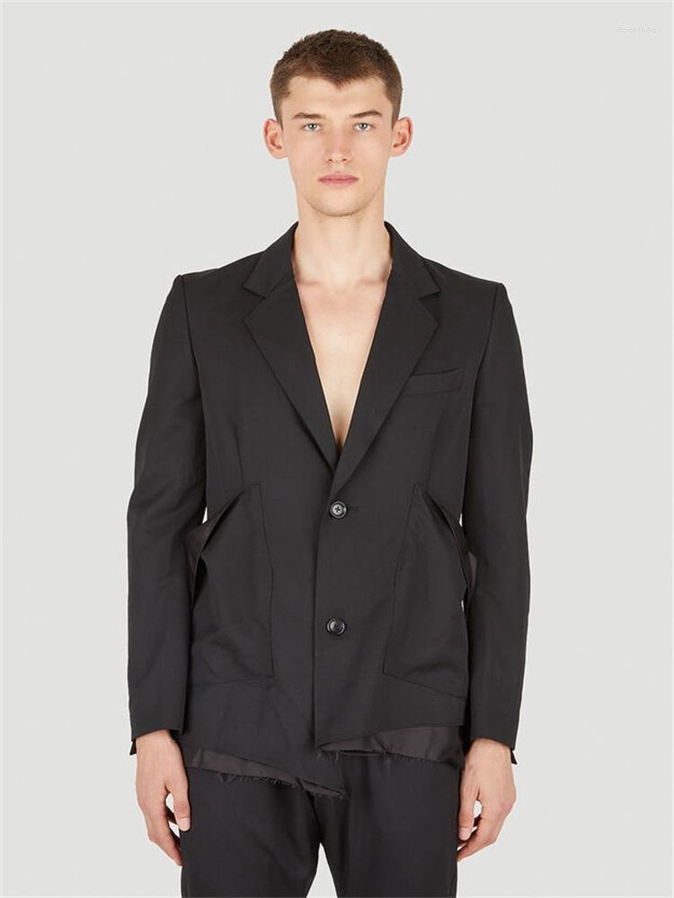 Men' Suits Trendy Men' Fashion Asymmetric Fur Hem Black Slim Suit For Young Ruffian Handsome Personality Button Cuffs Casual
Men' Suits Trendy Men' Fashion Asymmetric Fur Hem Black Slim Suit For Young Ruffian Handsome Personality Button Cuffs Casual
