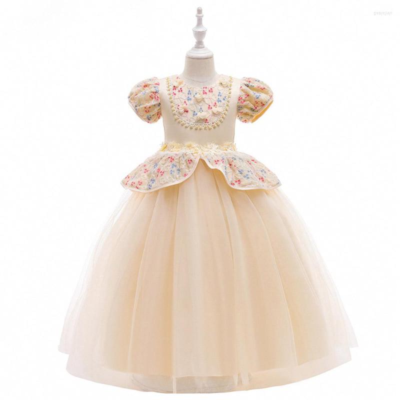 Girl Dresses Pearls Beadings Long Kids Princess Dress Summer Puff Sleeve Flower Girls Embroidery Floral Mesh Wedding Party Ball Gown, Champagne
Girl Dresses Pearls Beadings Long Kids Princess Dress Summer Puff Sleeve Flower Girls Embroidery Floral Mesh Wedding Party Ball Gown, Champagne