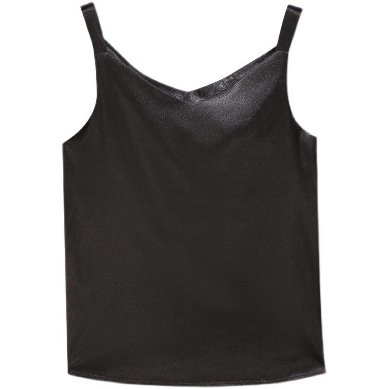 Camisoles Tanks Sleeveless Satin Silk Tank Tops Women'S Summer Camisole Spaghetti Strap Top Women Halter V Neck Basic White Cami 230413