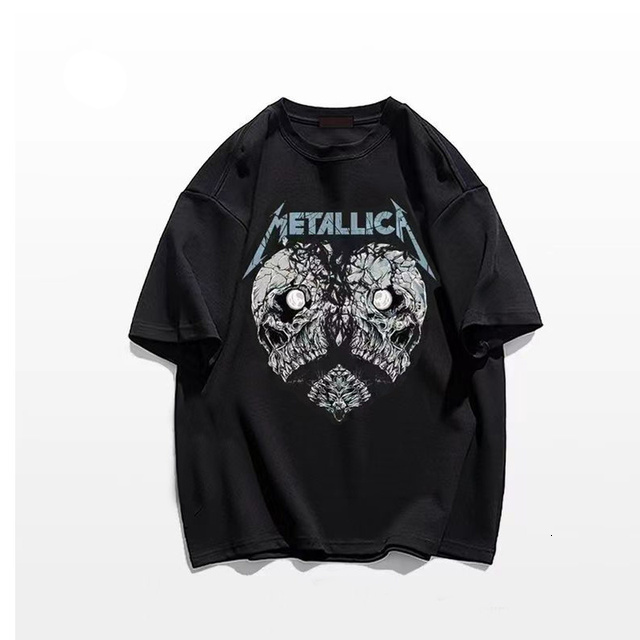 Men's T-Shirts Metal Rock Band Mens T Shirts Graphic Vintage Cotton Oversized Hip Hop Streetwear Heavy Music Tees Punk Y2k Short Sleeves 230412
