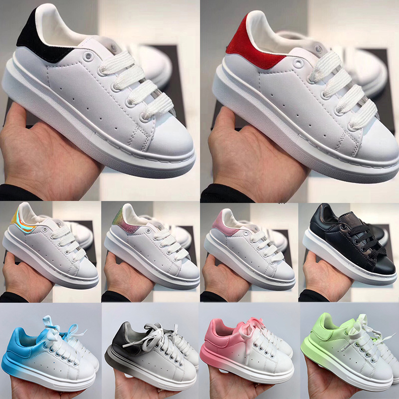 Designer Kids Shoes White Red Black Dream Blue Single Strap outsized Sneaker Rubber Sole AMCQS Soft Calfskin Leather Lace up Trainers Sports footwear children shoe