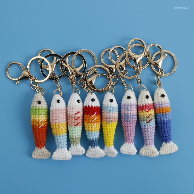 Keychains Wool Hook Knitted Rainbow Fish Keychain Hand-woven Key Ring Pendant Cute Small Creative Hanging Decoration
Keychains Wool Hook Knitted Rainbow Fish Keychain Hand-woven Key Ring Pendant Cute Small Creative Hanging Decoration