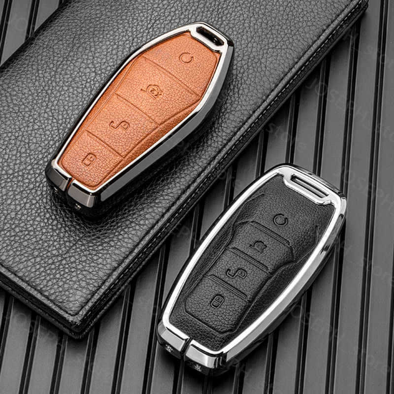 Key Rings Key Case Cover for BYD Song Plus Atto 3 Han EV Tang DM Qin Seal Dolphin Leather Metal Remote Fob Holder Keychain Car Accessories J230413