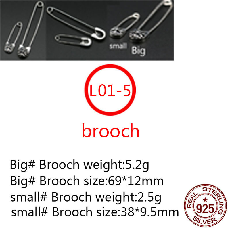 L01-5 S925 Sterling Silver brooch Personalized Fashion Punk Hip Hop Style Hair Ornament Hollow Cross Flower Letter Shape Lover Gift