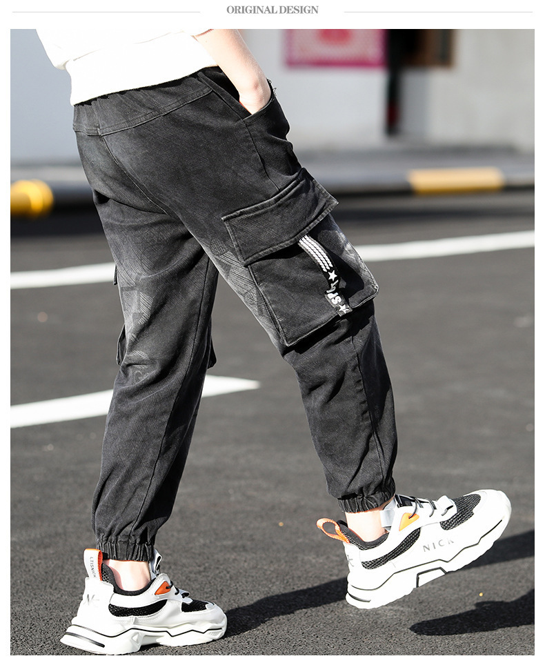 Jeans Children's Jeans For Boys Teenagers Child Clothes For Spring Autumn Casual Cargo Pants Fashion Letters Print Trousers 230413