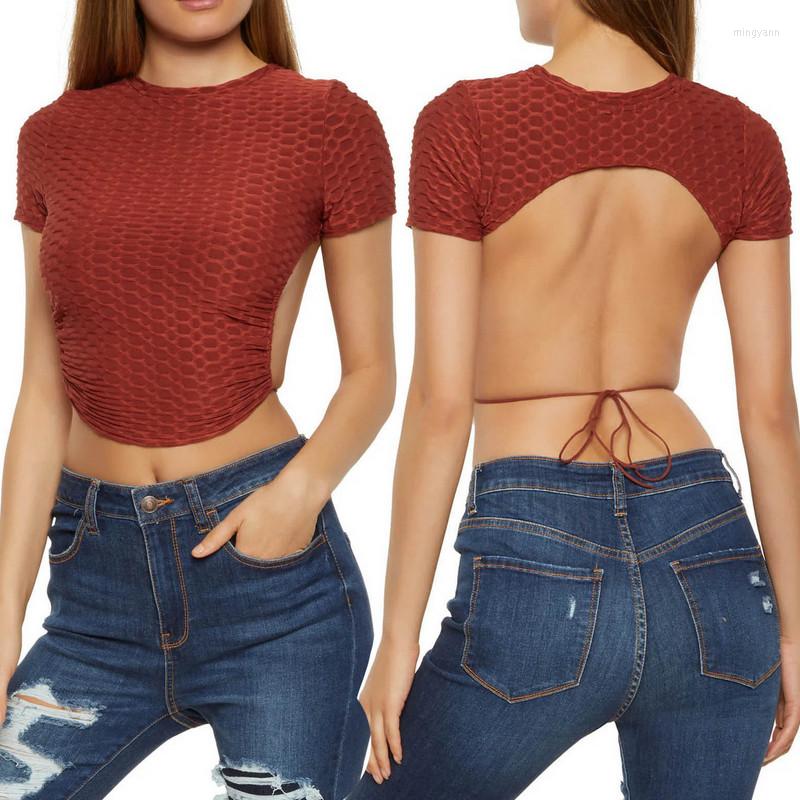Women' T Shirts Top Women Textured Crop Tops Summer Clothes 2023 Harajuku Short Sleeve Tie Open Back Solid Color Slim T-Shirts Y2k
Women' T Shirts Top Women Textured Crop Tops Summer Clothes 2023 Harajuku Short Sleeve Tie Open Back Solid Color Slim T-Shirts Y2k