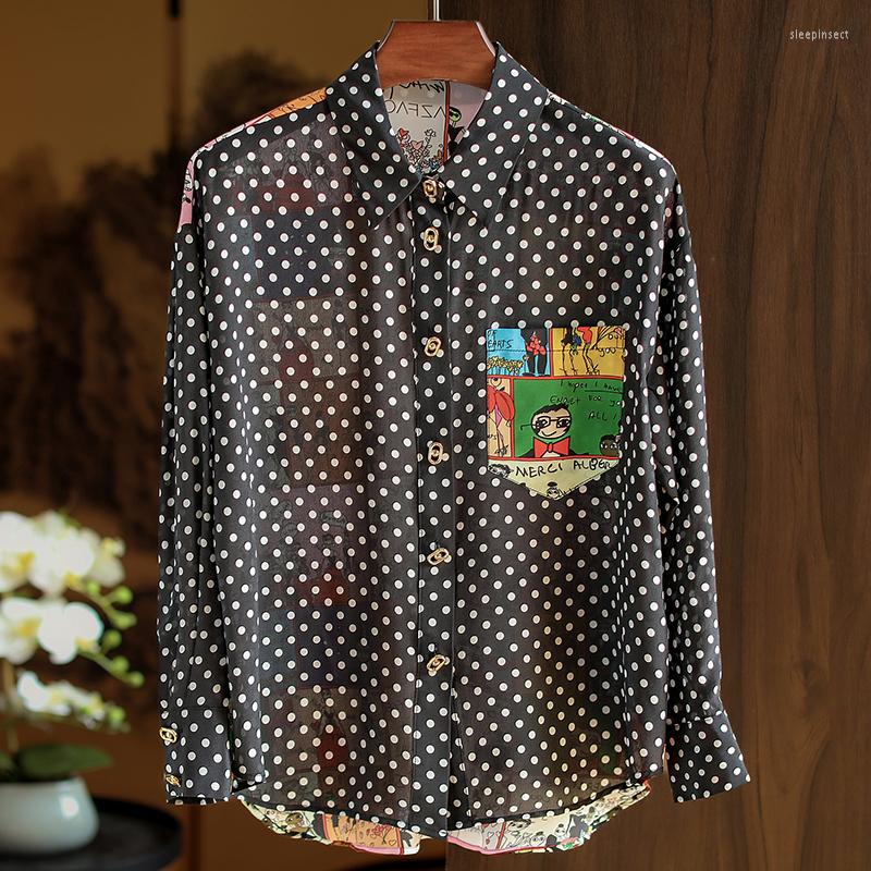 Women' Blouses Real Silk Women' Black Shirt 2023 Spring Summer Fashion Casual Shirts For Women Loose Tops Woman Dot Print Blouse
Women' Blouses Real Silk Women' Black Shirt 2023 Spring Summer Fashion Casual Shirts For Women Loose Tops Woman Dot Print Blouse