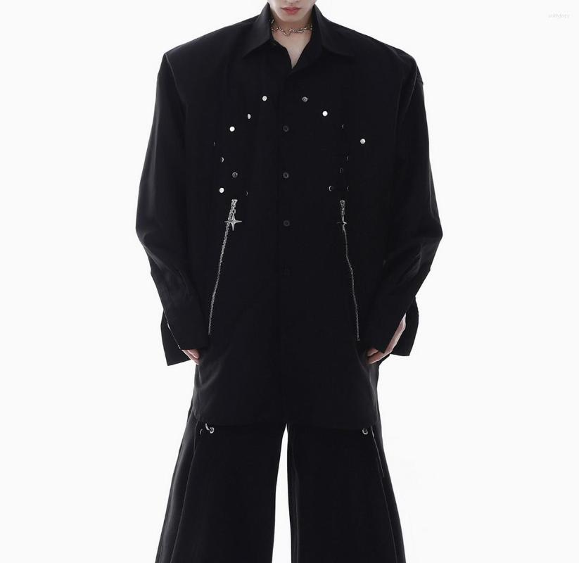 Men's Casual Shirts XS-6XL 2023 Men's Metal Rivet Design Long Sleeves Outline Loose Cardigan Lazy Senior Shirt Male Blouses, White 
Men's Casual Shirts XS-6XL 2023 Men's Metal Rivet Design Long Sleeves Outline Loose Cardigan Lazy Senior Shirt Male Blouses, White