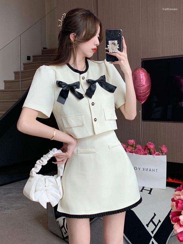 Work Dresses High Quality Elegant French OL Skirt Suit Summer Two Piece Set Women Bow O Neck Puff Sleeve Crop Top Mini Outfits, Beige
Work Dresses High Quality Elegant French OL Skirt Suit Summer Two Piece Set Women Bow O Neck Puff Sleeve Crop Top Mini Outfits, Beige