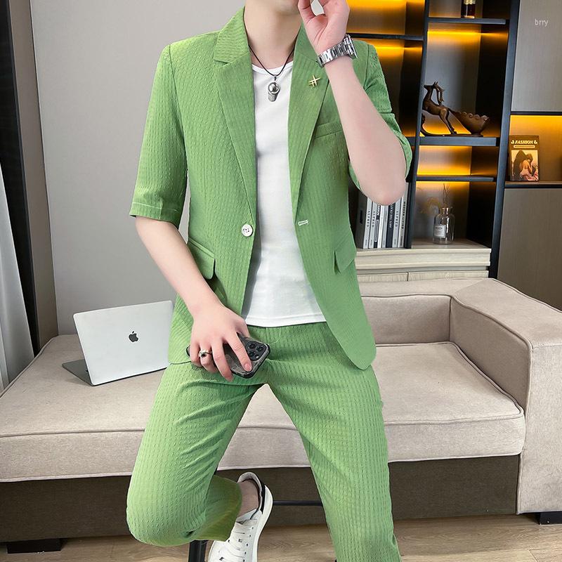 Men's Suits 2023 Men's Half Sleeve Korean-Style Slim-Fit Breathable Suit Cropped Pants Casual Two Pieces, 2623 black trousers
Men's Suits 2023 Men's Half Sleeve Korean-Style Slim-Fit Breathable Suit Cropped Pants Casual Two Pieces, 2623 black trousers