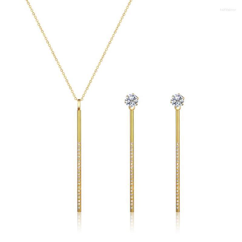 Necklace Earrings Set & Stainless Steel Ins Gold Crystal Long Bar With Women Gift For Him Half22, Picture shown 
Necklace Earrings Set & Stainless Steel Ins Gold Crystal Long Bar With Women Gift For Him Half22, Picture shown