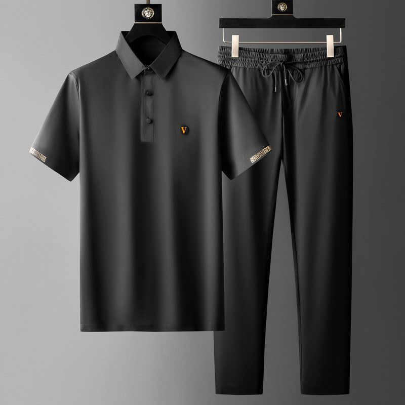 Men's Tracksuits Black Summer Sets Dark Blue Thin Quick drying Suit Casual Polo Shirt Elastic Loose Trousers Fashion 2 Piece Set 230413, Royal blue
Men's Tracksuits Black Summer Sets Dark Blue Thin Quick drying Suit Casual Polo Shirt Elastic Loose Trousers Fashion 2 Piece Set 230413, Royal blue