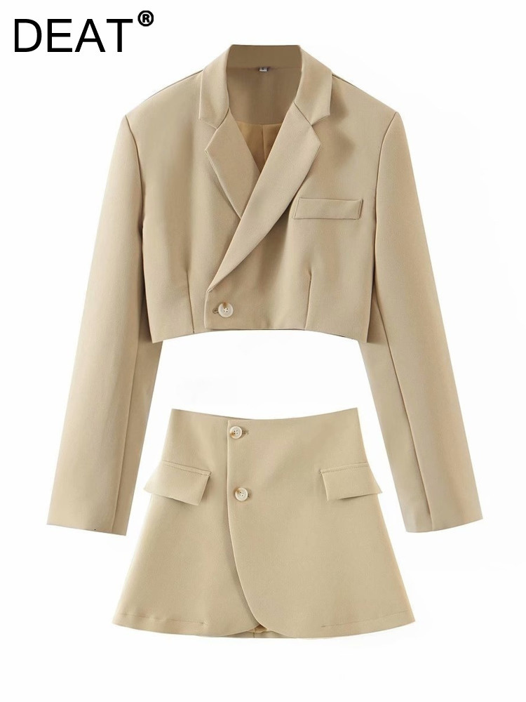 Two Piece Dress DEAT 2023 Spring Fashion V neck Single Button Long Sleeve Blazer Coat High Waist A line Skirt Women Suit 13A806 230413, Gray
Two Piece Dress DEAT 2023 Spring Fashion V neck Single Button Long Sleeve Blazer Coat High Waist A line Skirt Women Suit 13A806 230413, Gray