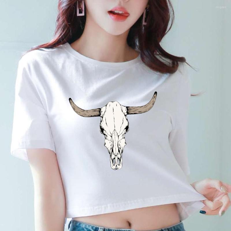 Women's T Shirts Harajuku Crop Top Short Sleeve Shirt Women Purple Korean Fashion Style T-shirt Deer Skull Graphic Tees Gothic Hip Hop, Pink 
Women's T Shirts Harajuku Crop Top Short Sleeve Shirt Women Purple Korean Fashion Style T-shirt Deer Skull Graphic Tees Gothic Hip Hop, Pink