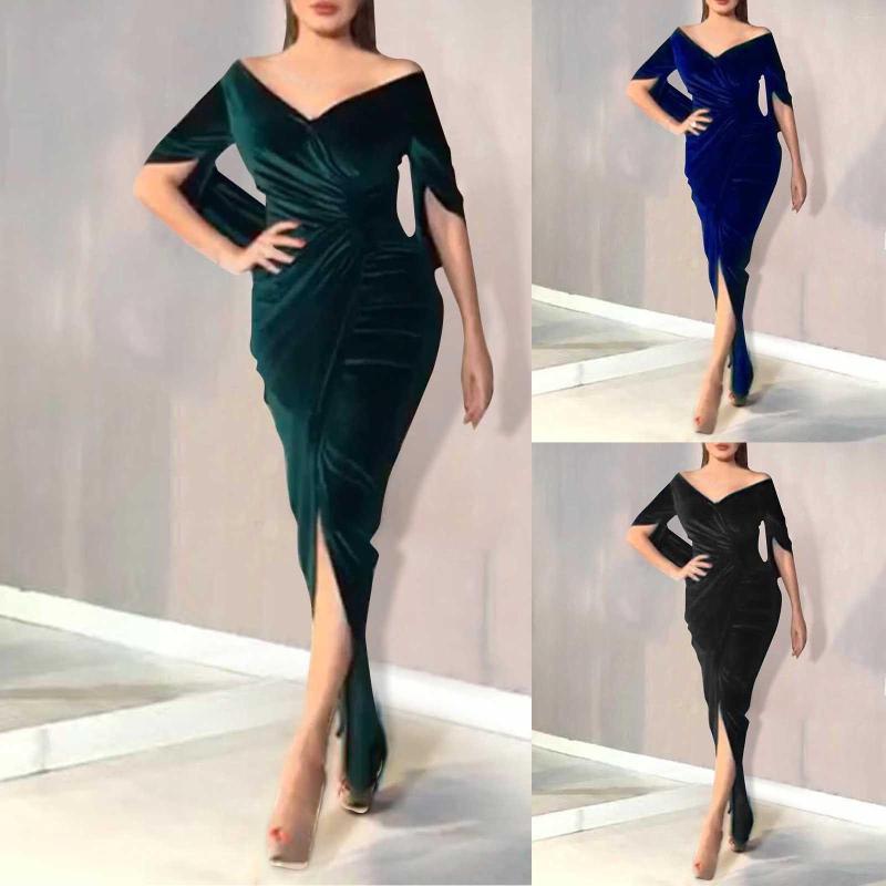 Casual Dresses Formal Off Shoulder Velvet Sexy For Women Blue Cheongsam Tie Waist High Slits Cocktail Dress Female Wedding Guest Robe
Casual Dresses Formal Off Shoulder Velvet Sexy For Women Blue Cheongsam Tie Waist High Slits Cocktail Dress Female Wedding Guest Robe