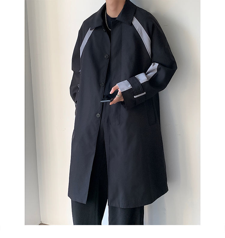 Men's Trench Coats Windbreaker Jacket Long Oversize Loose Streetwear Vintage Black High Street Casual Male Outerwear 230413