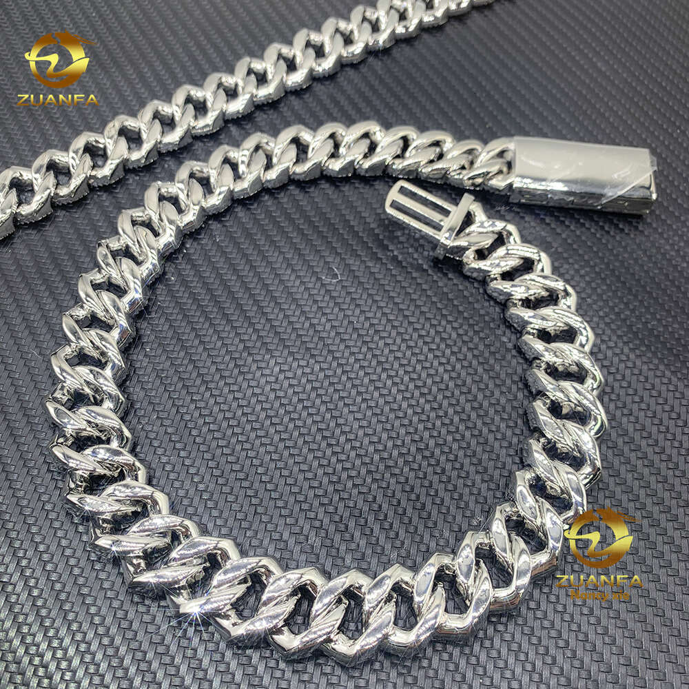Necklace moissanite chain cuban link chainjewelry for men pass diamond tester jewelry Silver 925 w20mm 3row necklace VVS moissanite iced out