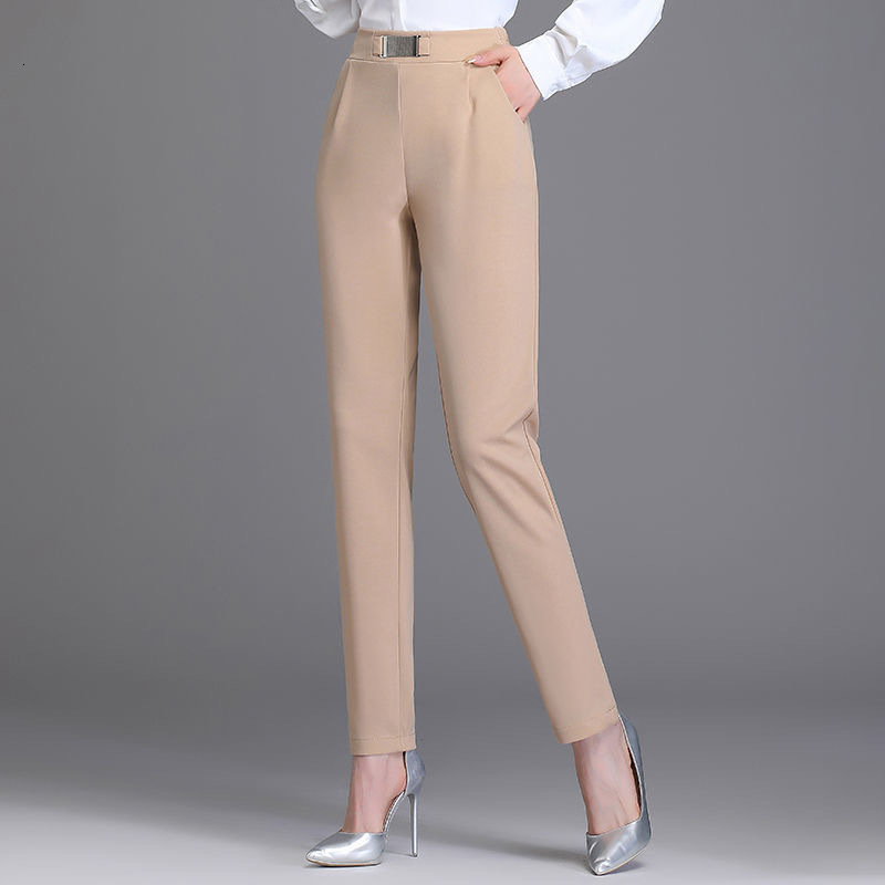 Women's Pants Capris Spring Women High Waist Solid Elegant Ankle-Length Pants Office Ladies Skinny Chic Trousers Female Casual Fashion Pant 23041