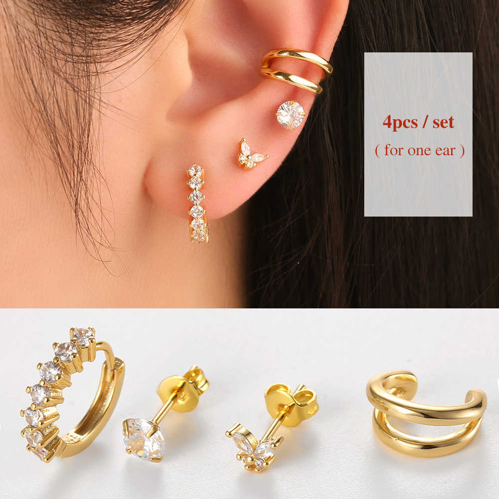 Stud Dowi Huggie Hoop Earrings Set Moon Snake Pendants Small Ear Ring for Women Tiny Piercing Fashion Punk Rock Gold Plated Jewelry P230411