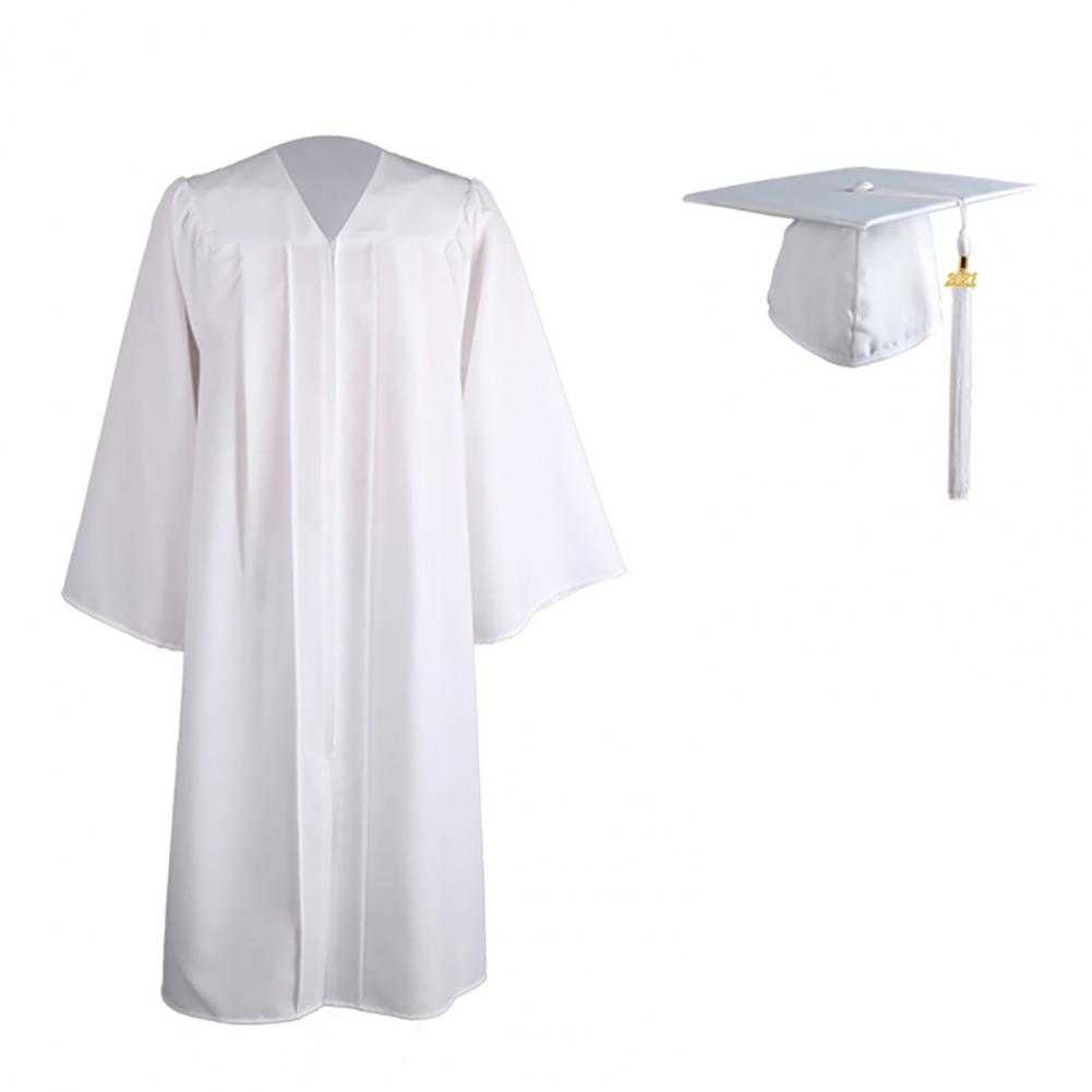 Party Hats 2021 Adult Graduation Gown Long Sleeve University Academic DresS Zip Closure Plus size Graduation Gown Robe Mortarboard-Cap W0413