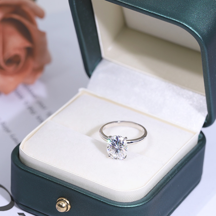 Fashion real 10K 14K white gold various oval moissanite solitaire wedding engagement rings women jewelry