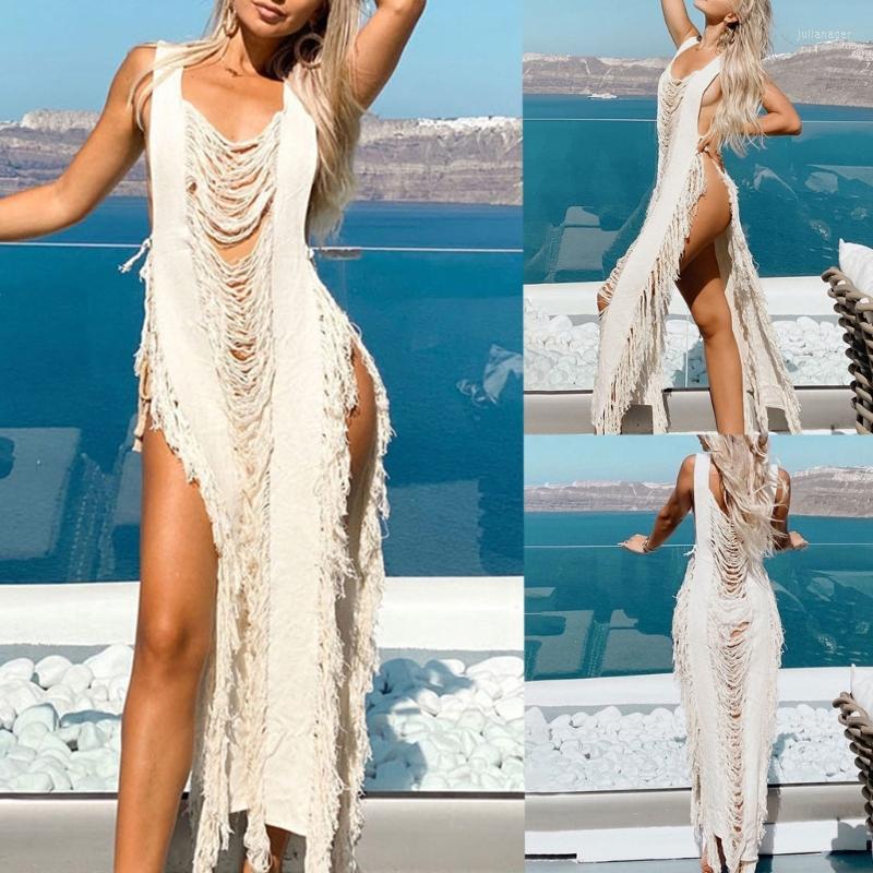 Damen Bademode Damen Strandkleid Lose Aushöhlen Bikinis Vertuschen Mode Quasten Badeanzug Unregelmäßiges Kleid Für Sommer Vaction
