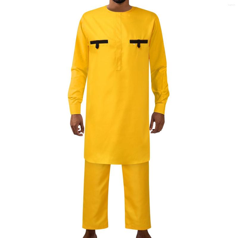 Men's T Shirts Mens Muslim Striped Printed Long Sleeved African Folk Style Leisure Suit Men Tuxedo Pants, Yellow
Men's T Shirts Mens Muslim Striped Printed Long Sleeved African Folk Style Leisure Suit Men Tuxedo Pants, Yellow