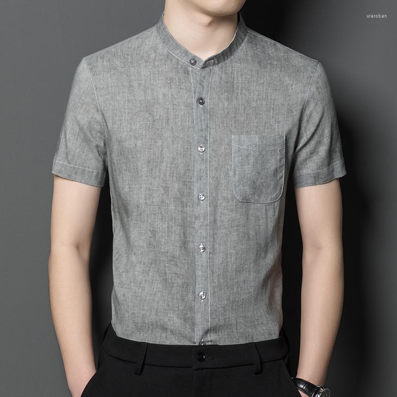 Men's Casual Shirts Men's Linen Blended Short Sleeved Shirt Summer Ultra Thin Breathable Stand Collar Business Fashion Black Gray
Men's Casual Shirts Men's Linen Blended Short Sleeved Shirt Summer Ultra Thin Breathable Stand Collar Business Fashion Black Gray