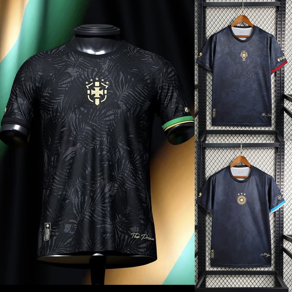 2023 2024 Fans player ARgentina Portugal BrAzIl Soccer Jerseys the siu La Pulga jersey special saka RICE messise black shirt uniforms