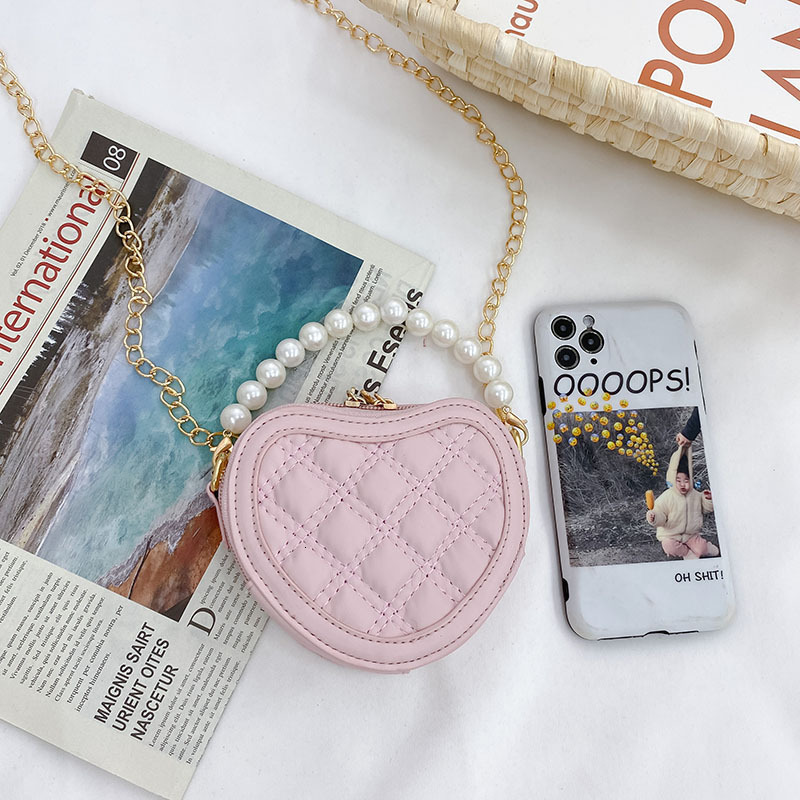 Backpacks Pearl Handle Girls Mini Shoulder Messenger Bag Princess Wallet Coin Purse Handbags Cute Children s Heart shaped Crossbody Bags 230412