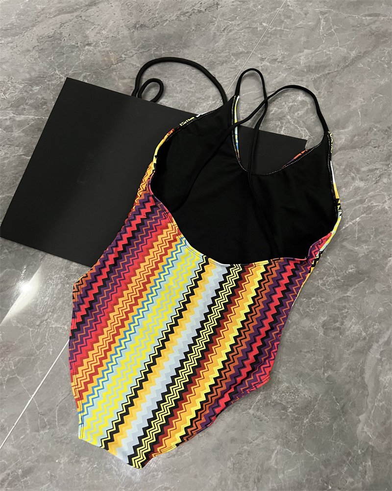 Women Bikini Set of Letter Printing With Pads Womens StripeHoliday Swimsuit Sexy Swimming Beach Surfing Swimwear