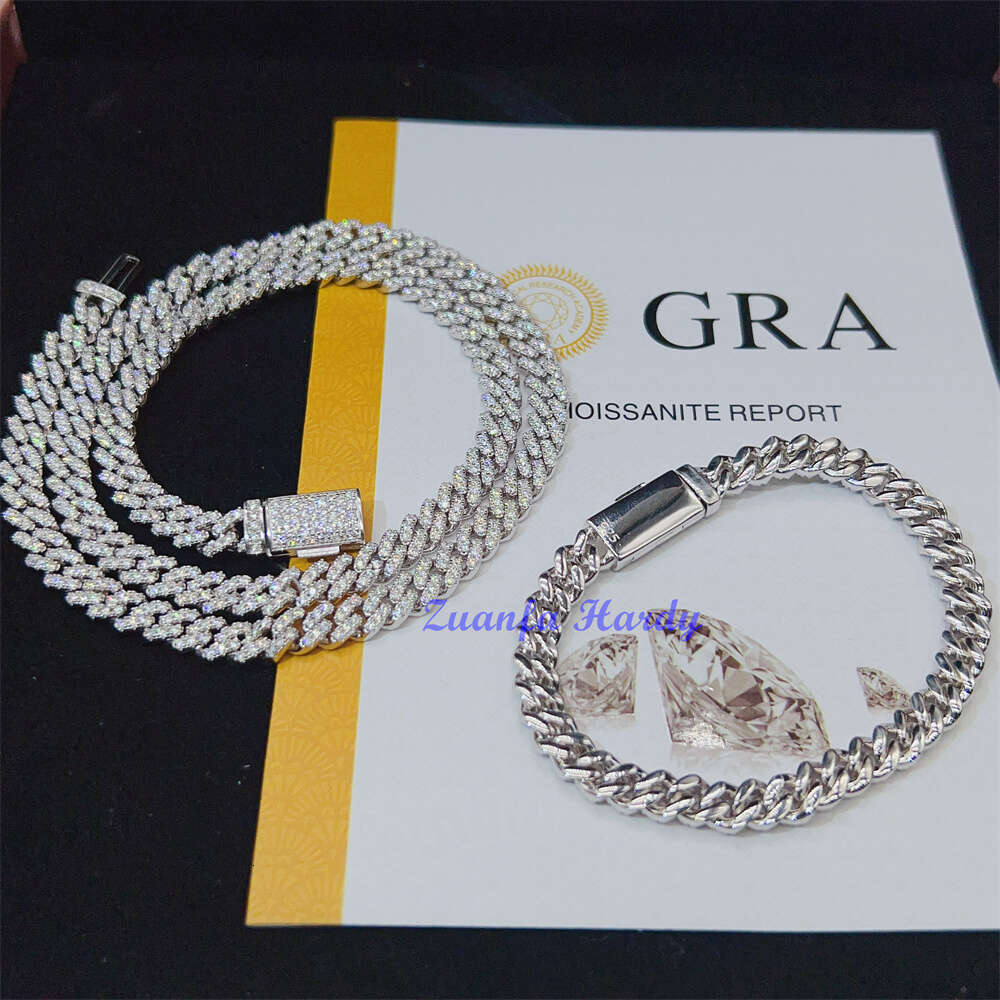 designer hip hop jewelry 8mm 16 18 20 22 inches link necklace VVS GRA Certified moissanite cuban chain