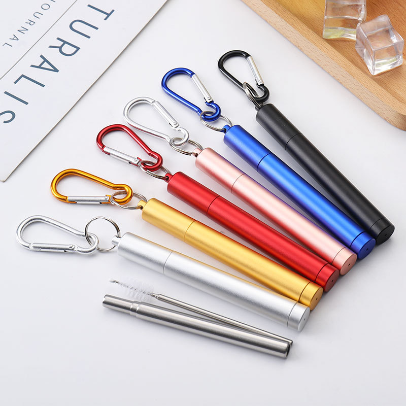 Telescopic Straw Fold Drink Straw Flexible Straw Colored and Brush Set