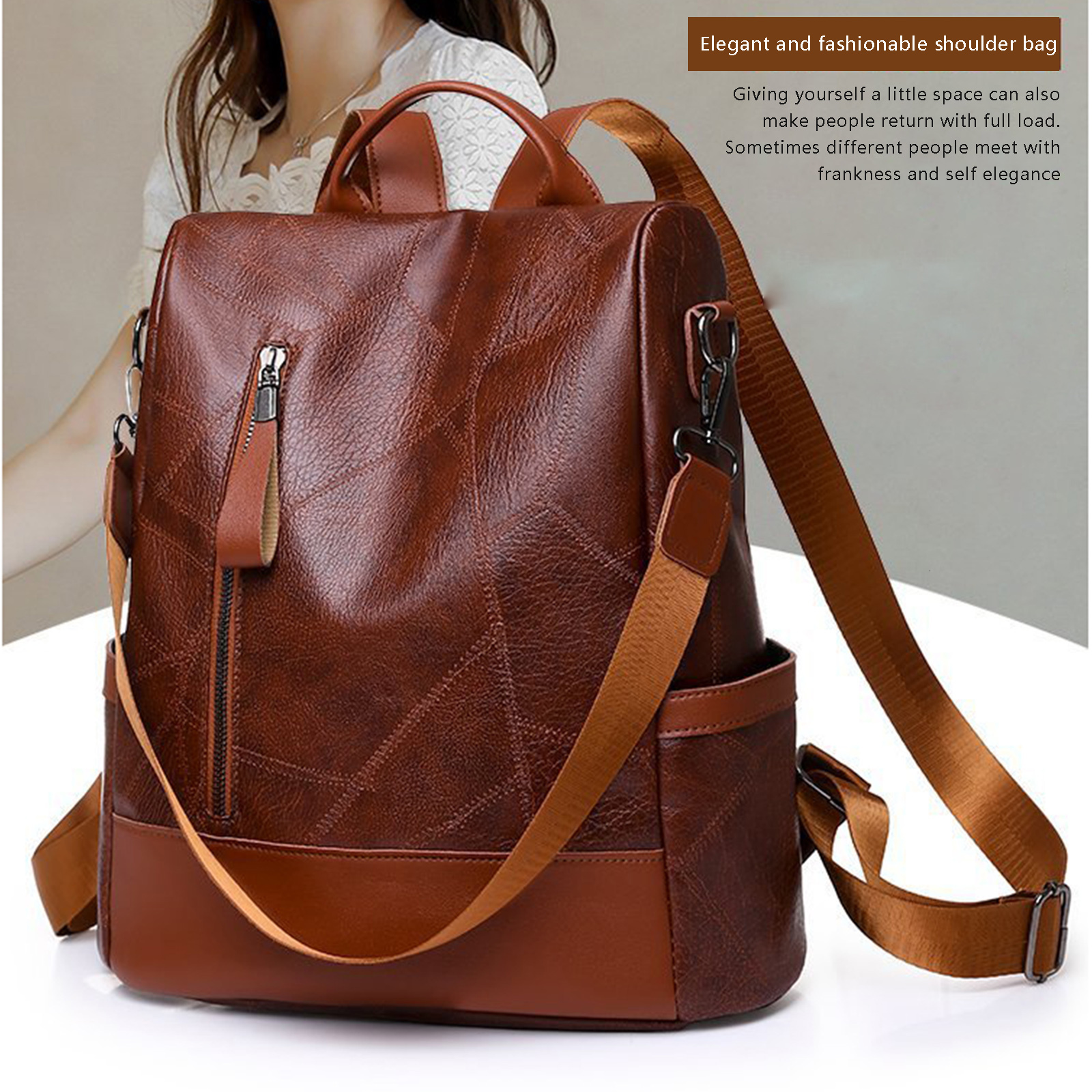 School Bags Fashion PU Leather Backpack Vintage Solid Color Multi-pocket Large Capacity Daypack Business Style Shoulder Bag Ladies 230413, Black
School Bags Fashion PU Leather Backpack Vintage Solid Color Multi-pocket Large Capacity Daypack Business Style Shoulder Bag Ladies 230413, Black