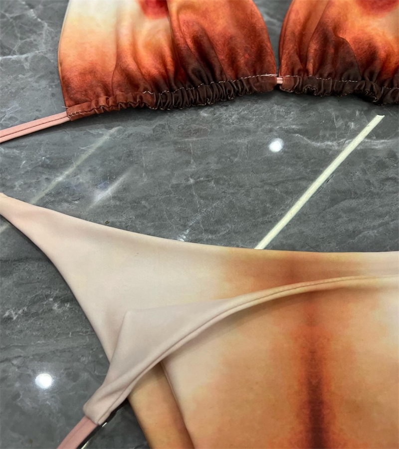 2025--Swimsuit Female Split Bikini Set Style Tie Dye Wind Beach Bathing Suit