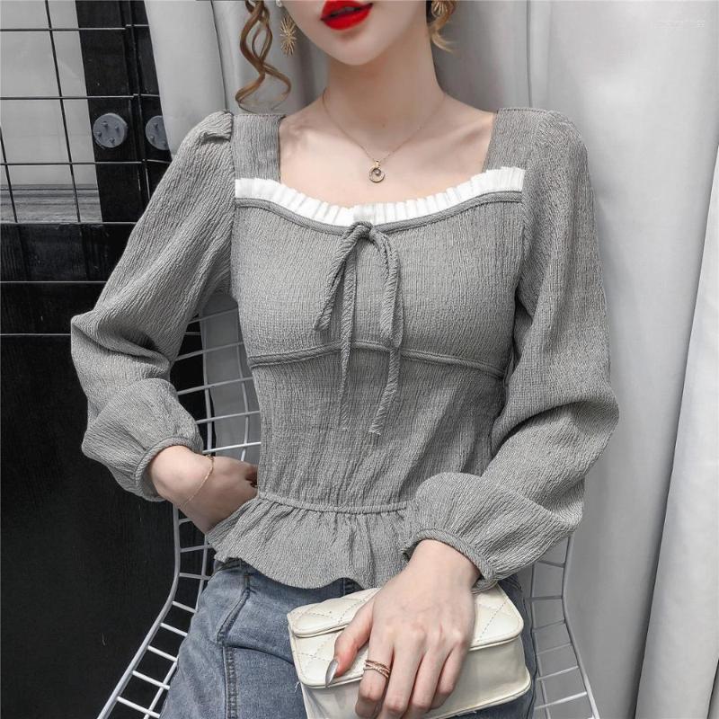 Women' Blouses Women' Spring Autumn Style Blouse Shirt Long Sleeve V-Neck Lace Up Ruffles Elegant Slim Tops SP1071, Gray
Women' Blouses Women' Spring Autumn Style Blouse Shirt Long Sleeve V-Neck Lace Up Ruffles Elegant Slim Tops SP1071, Gray