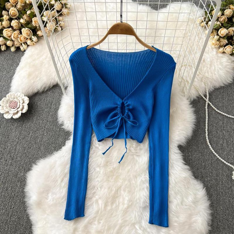 Women's T Shirts Chic Sexy Hollow Drawstring Tshirt V Neck Slim Knit Crop Top Fashion Long Sleeve Tees Women Basic Spring Autumn Shirt Y2k, Black
Women's T Shirts Chic Sexy Hollow Drawstring Tshirt V Neck Slim Knit Crop Top Fashion Long Sleeve Tees Women Basic Spring Autumn Shirt Y2k, Black