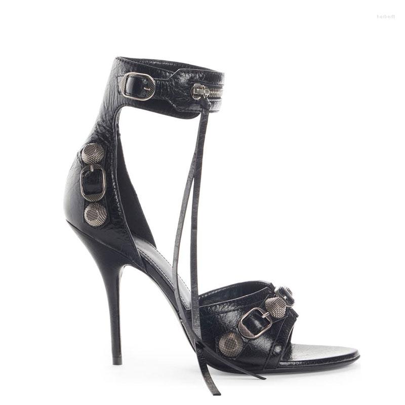 Sandals European And American Summer Women's Open-toe Rivet Stiletto Fashion Belt Buckle Zipper Runway, Black
Sandals European And American Summer Women's Open-toe Rivet Stiletto Fashion Belt Buckle Zipper Runway, Black